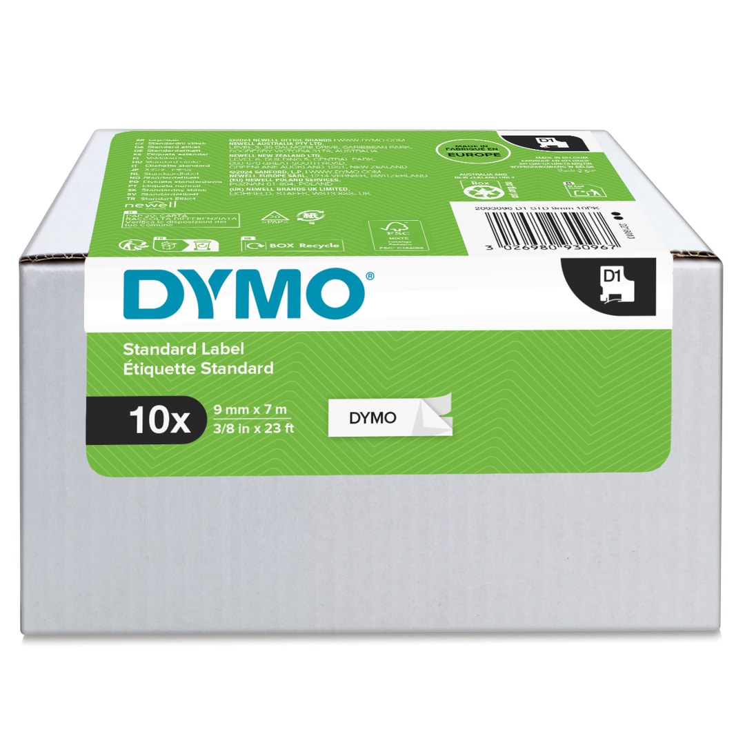 DYMO D1 BK/WHI 9MMX7M 10 PK