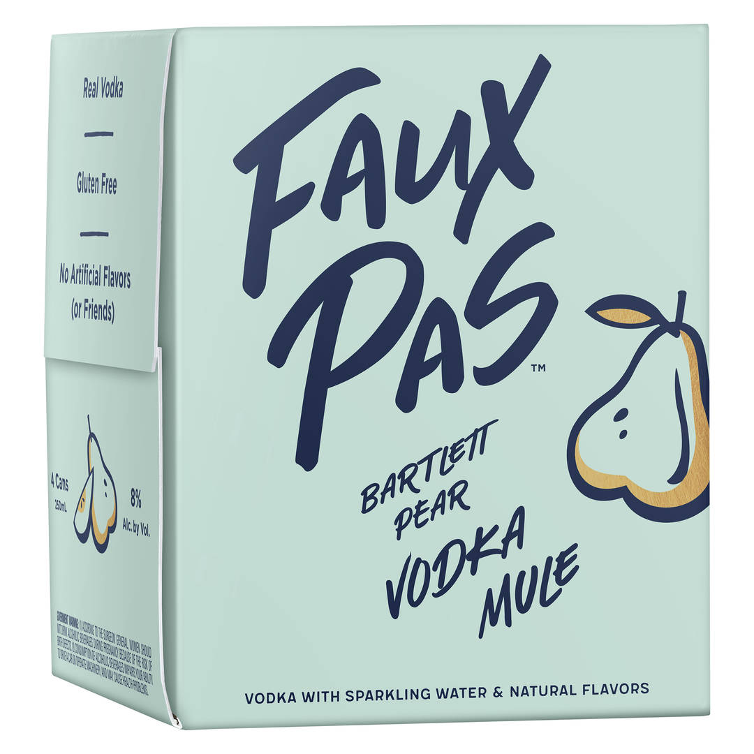 Faux Pas Bartlett Pear Vodka Mule 250ml Cans (Pack of 4)