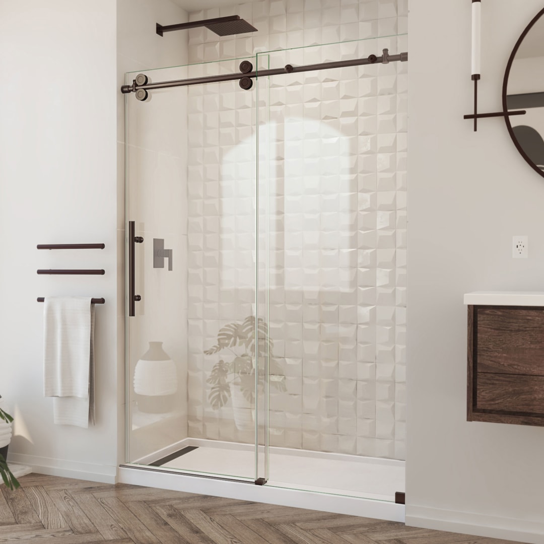 DreamLine Enigma-XO 50 - 54 inch W x 76 inch H Frameless Sliding Shower Door in Oil Rubbed Bronze