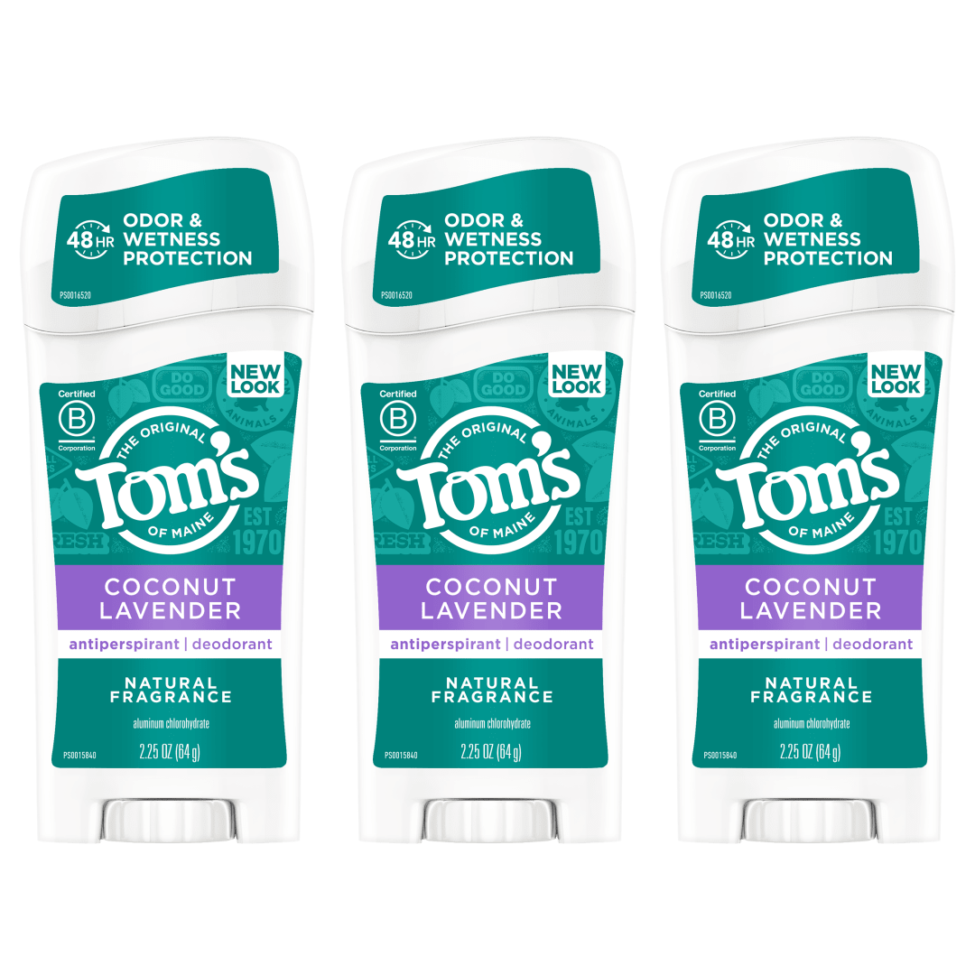 Tom's of Maine Long-Lasting Aluminum-Free Natural Deodorant for Women, Wild Lavender, 2.25 oz 3-Pack