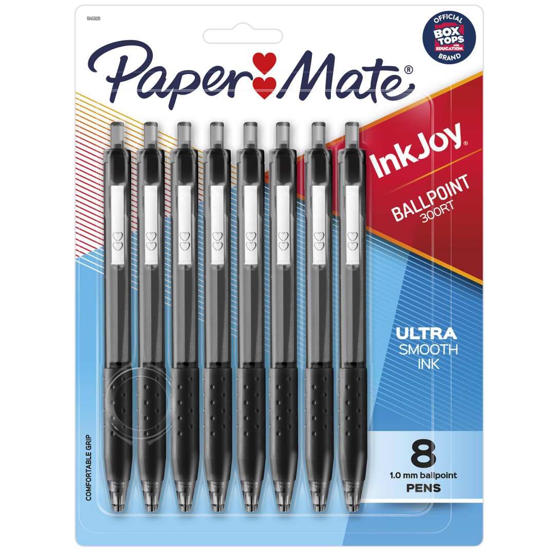 Paper Mate® InkJoy® 300RT Retractable Ballpoint Pens, Medium Point (1.0mm), Black, 8 Count