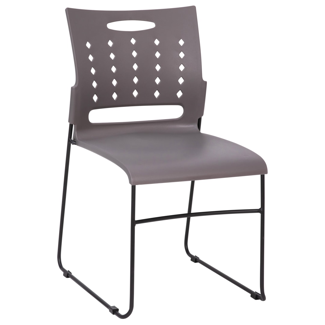 HERCULES Series 881 lb. Capacity Gray Sled Base Stack Chair with Air-Vent Back