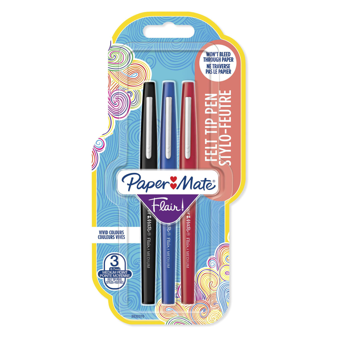 Papermate Flair rotulador | punta mediana (0,7 mm) | surtido estándar | paquete de 3