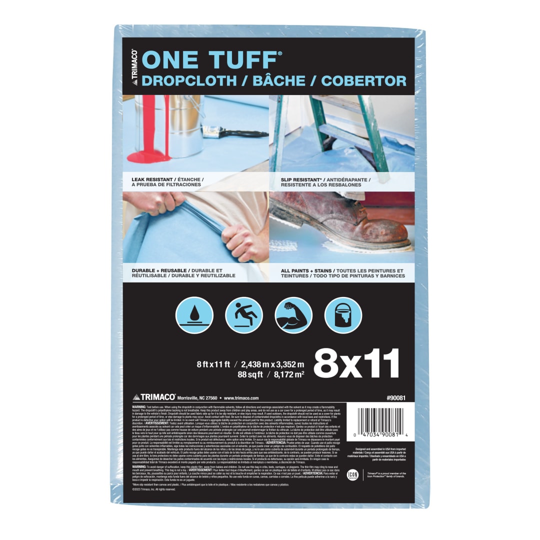 One Tuff ® Coated Dropcloth, 8'x11'