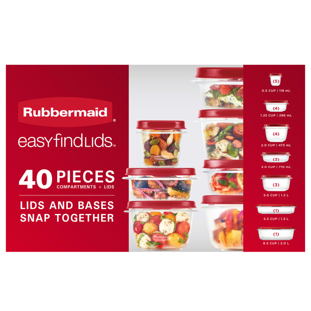Rubbermaid® Easy Find Vented Lids Food Storage Containers, 40 Piece Set