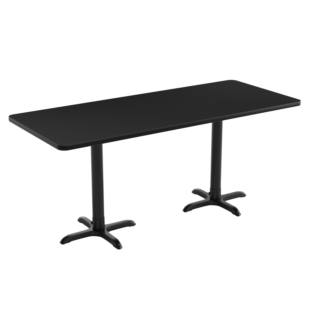 Stiles 30'' x 72'' Rectangular Black Laminate Table Top with Dual 22'' x 22'' Crisscross Table Height Bases