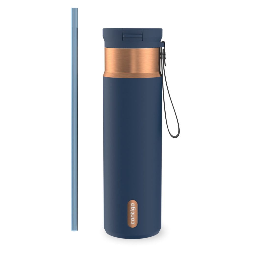 Contigo SnapSeal™ 24 oz Leakproof Stainless Steel Water Bottle with Carrying Strap and Reusable Straw
