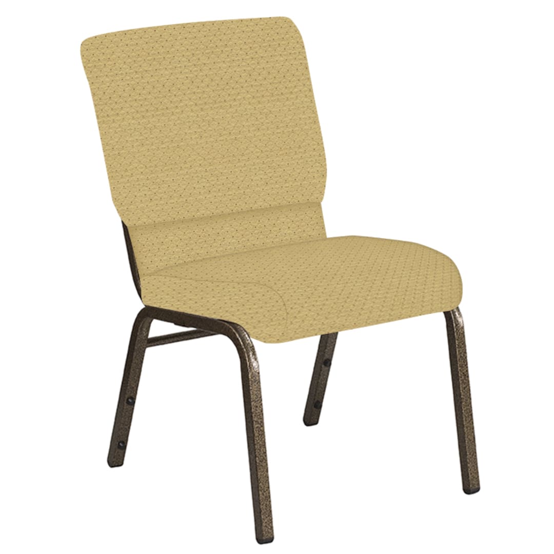 18.5''W Church Chair in Venus Parchment Fabric - Gold Vein Frame