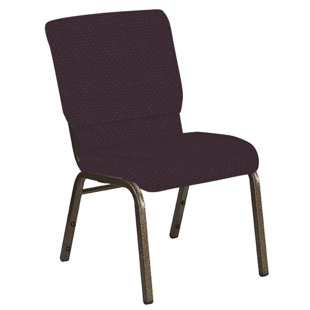 18.5''W Church Chair in Venus Aubergine Fabric - Gold Vein Frame