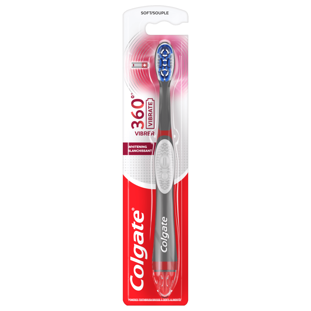 Colgate 360 Vibrate Whitening Battery Powered Electric Toothbrush, Soft, 1 Pack