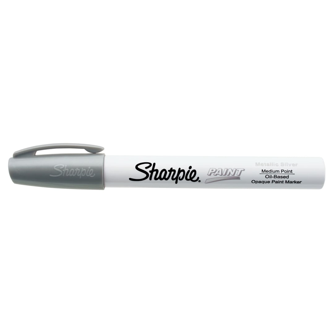 Sharpie® Oil-Based Paint Marker, Medium Point, Metallic Silver, Great for Rock Painting, 1 Count