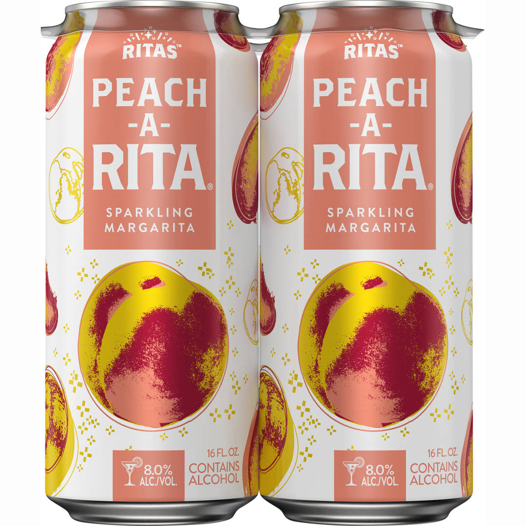 Ritas Rita Peach-A-Rita Sparkling Margarita, 4 Pack 16 fl. oz. Cans, 8% ABV