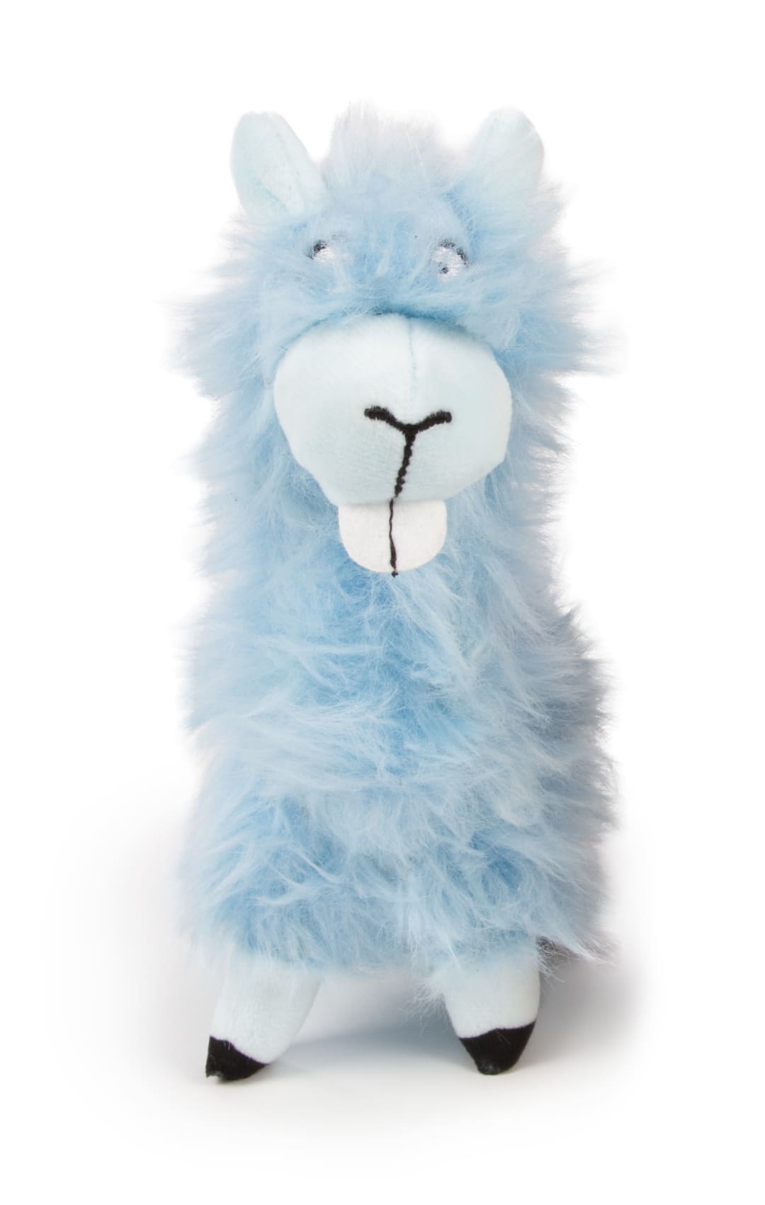 goDog Buck Tooth Llama  Squeaky Plush Dog Toy, Chew Guard Technology, Blue, Small