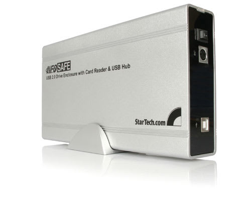 InfoSafe 3.5" USB 2.0 Drive Encl. w/Card Reader & USB Hub