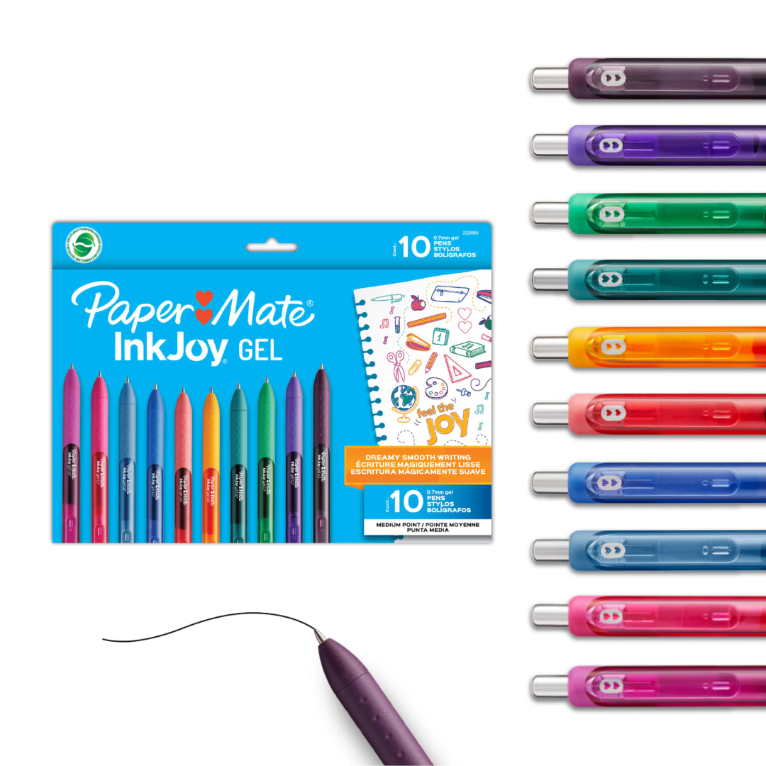 Paper Mate InkJoy Gel Pens, Retractable, Medium Point (0.7mm), Assorted, 10 Count