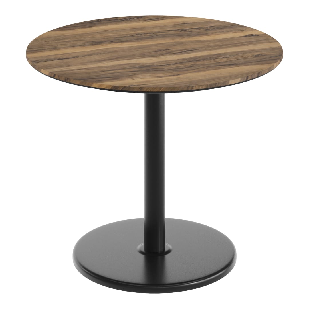 TopGuard 36" Round Tabletop with Seamless Surface Technology in Natural with 24" Black Round Table Height Base