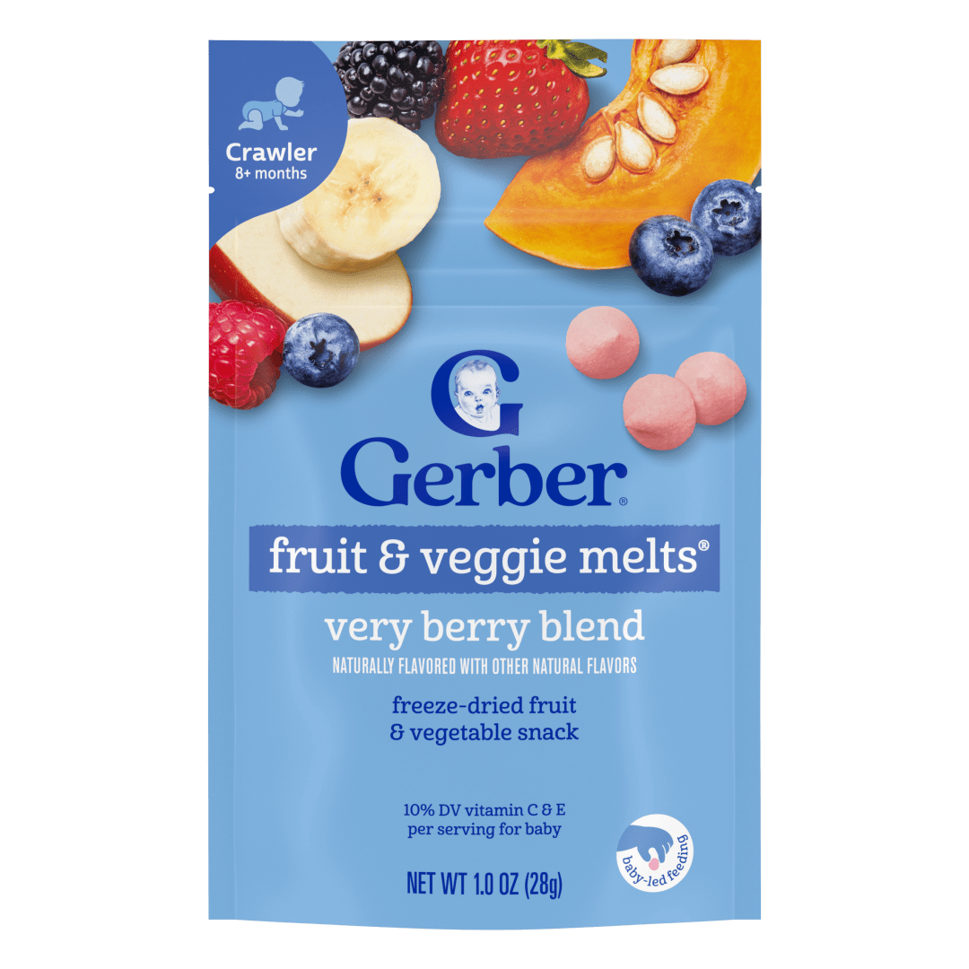Gerber Stage 3 Baby Food Snacks, Very Berry Fruit and Veggie Melts, Baby Led Feeding