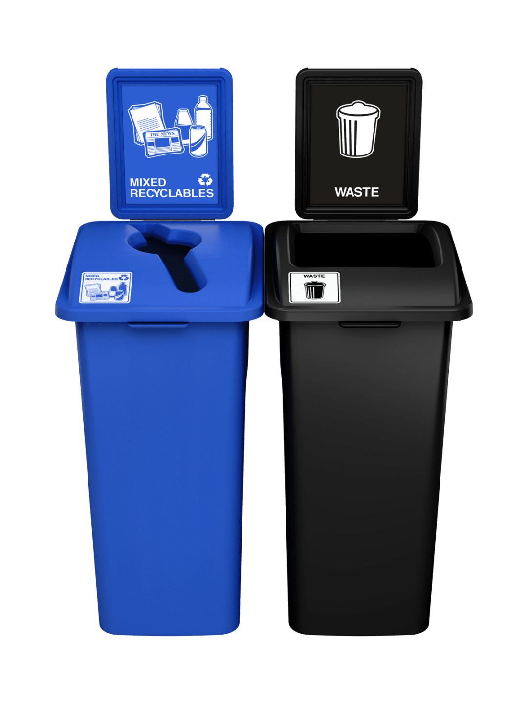  WASTE WATCHER - Double - Kit - Xl - Mixed Recyclables-Waste - Mixed-Full - Blue-Black