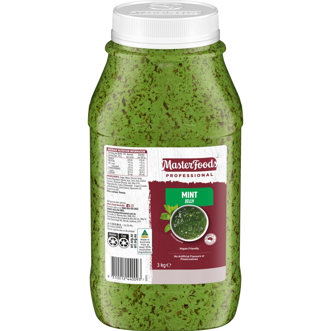 MASTERFOODS Mint Jelly 3kg Bulk Jar