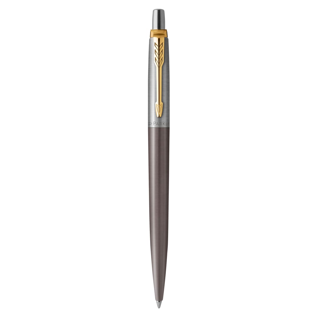 Parker Jotter Bolígrafo | lacado gris con adornos dorados | punta media | estuche de regalo