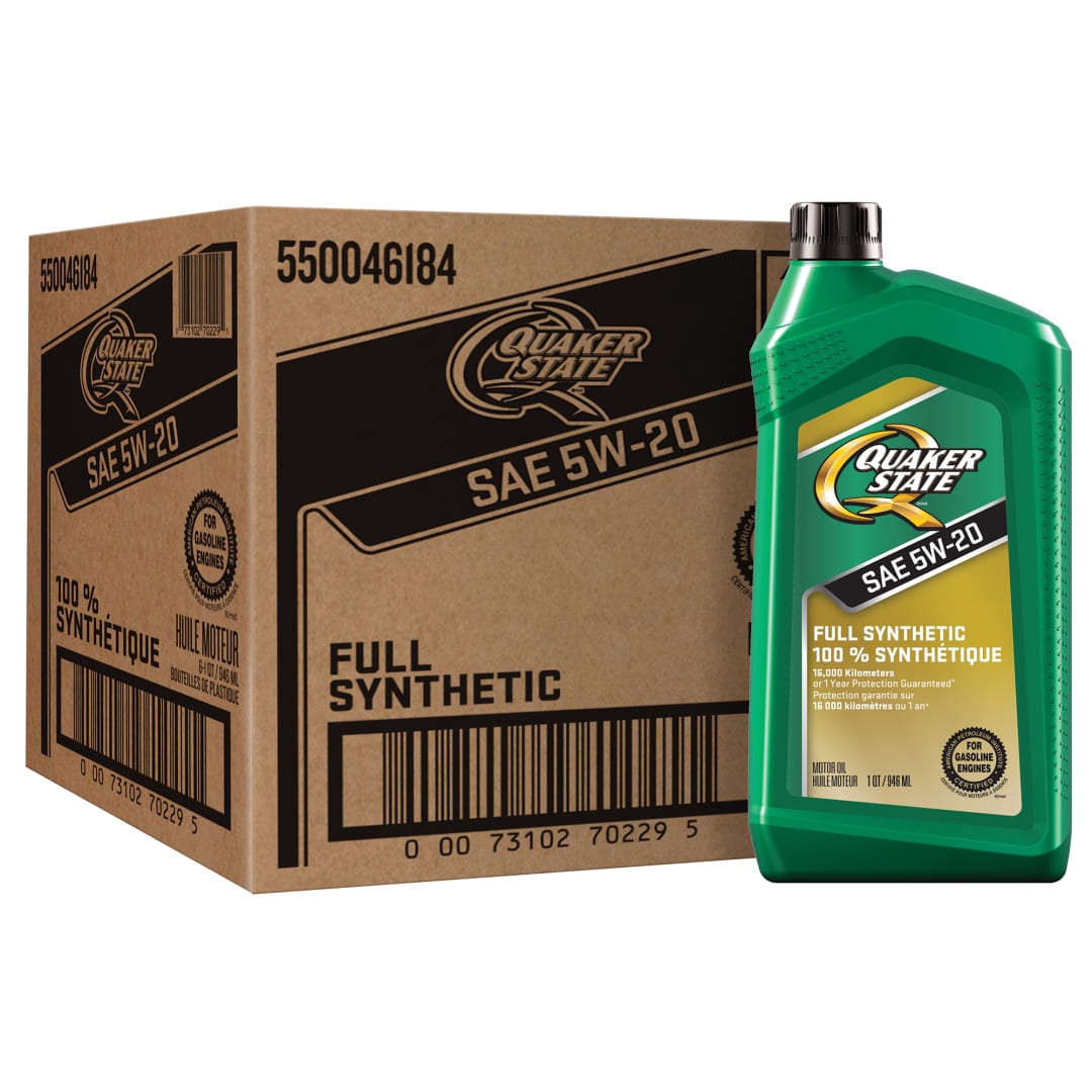 Huile moteur Quaker State 100 % synthétique SAE 5W-20, 0,946 litre (caisse de 6)