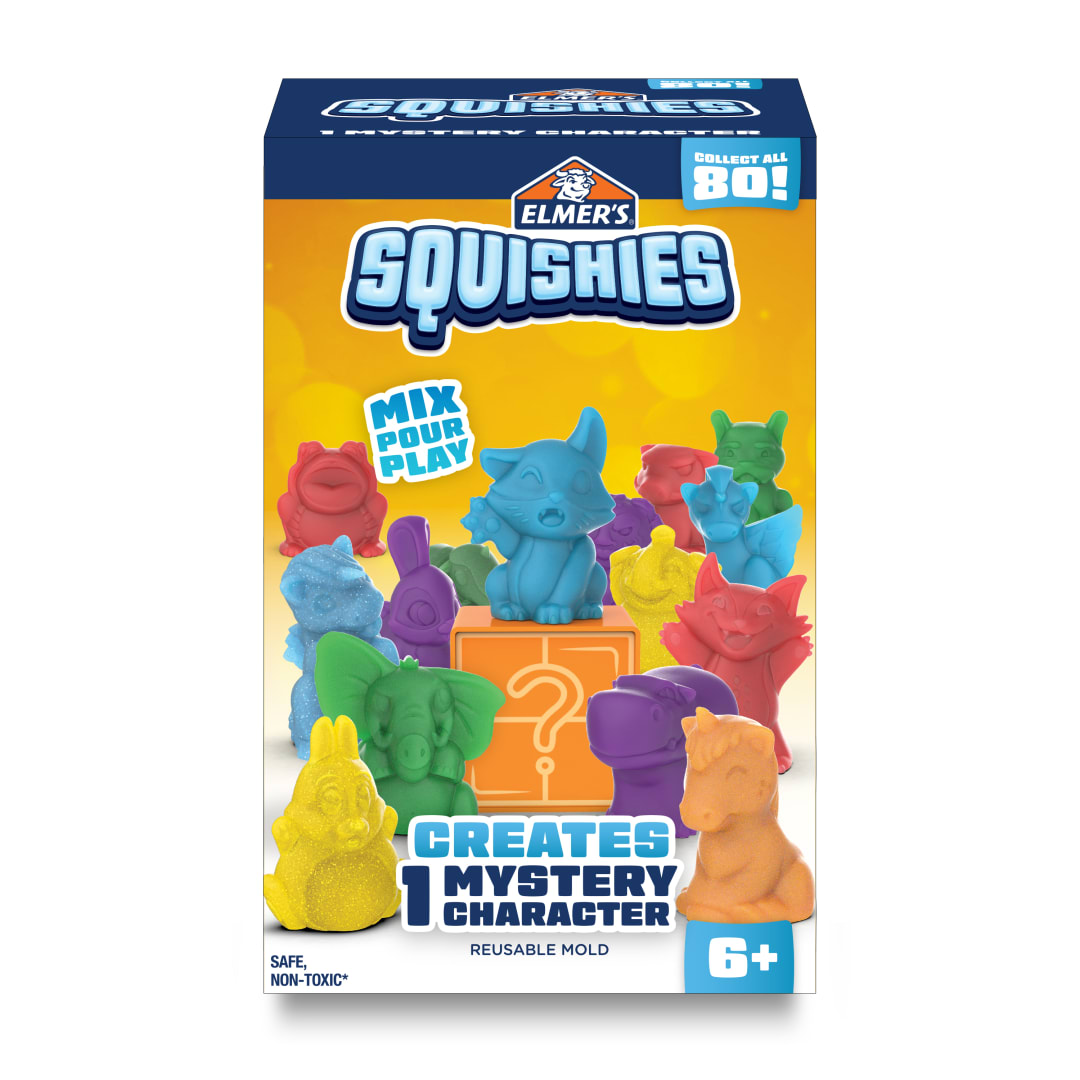 Elmer’s Squishies Kids’ Activity Kit, DIY Squishy Toy Kit Creates 1 Mystery Character, 6 Piece Kit