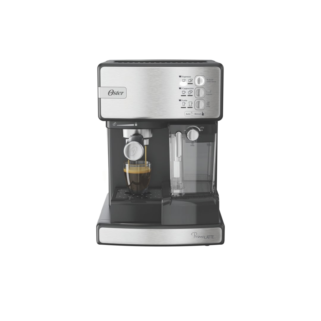 Oster® Cafetera Automática PrimaLatte™, para Espresso, Cappuccino y Latte, Plateada