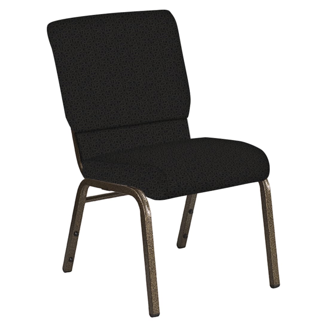 Embroidered 18.5''W Church Chair in Mirage Blissful Blue Fabric - Gold Vein Frame
