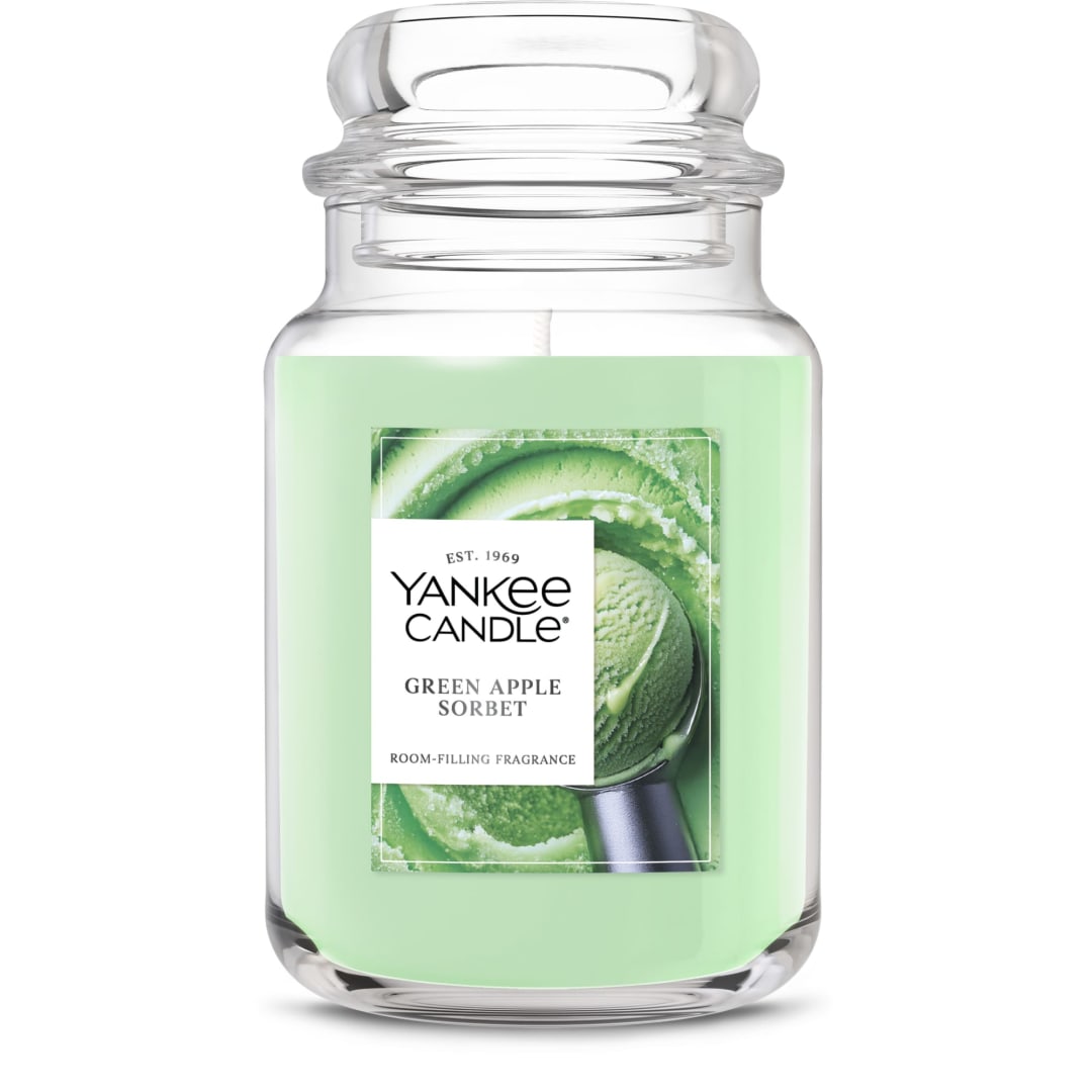 Yankee Candle® Green Apple Sorbet Scented Candle, 22oz Large Jar with up to 150 Hour Burn Time, Great for gifting