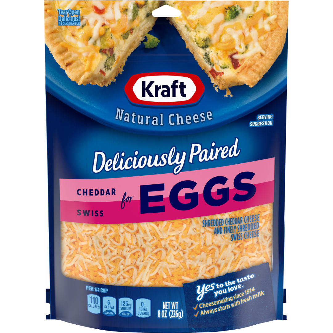 Kraft Deliciously Paired Sharp Cheddar & Swiss Finely Shredded Cheese for Eggs 8oz Bag