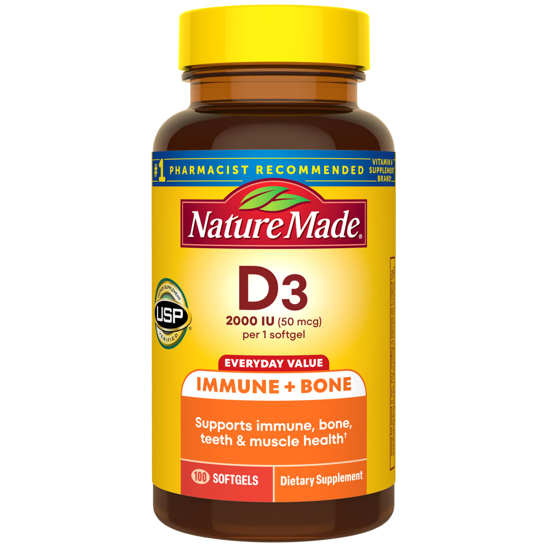 Nature Made Vitamin D3 2000 IU (50 mcg) Softgels, 100 Count