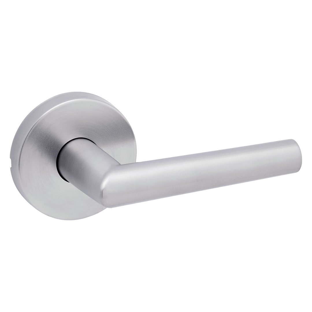 Milan Hall/Closet Round UL Door Lever w/ Round Rose in Satin Chrome