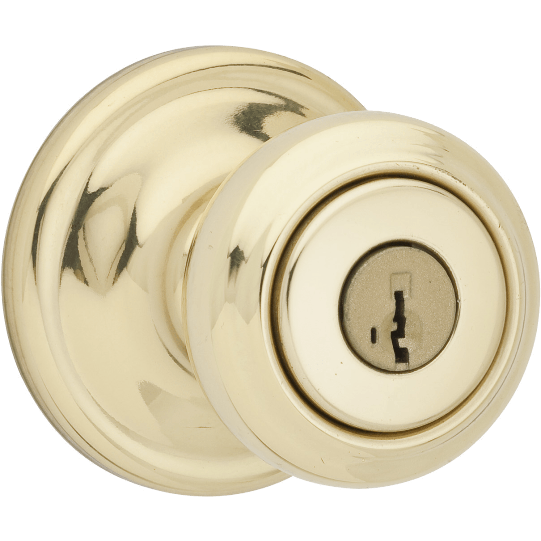 Cameron Keyed Entry Knob featuring SmartKey Security™ in Polished Brass