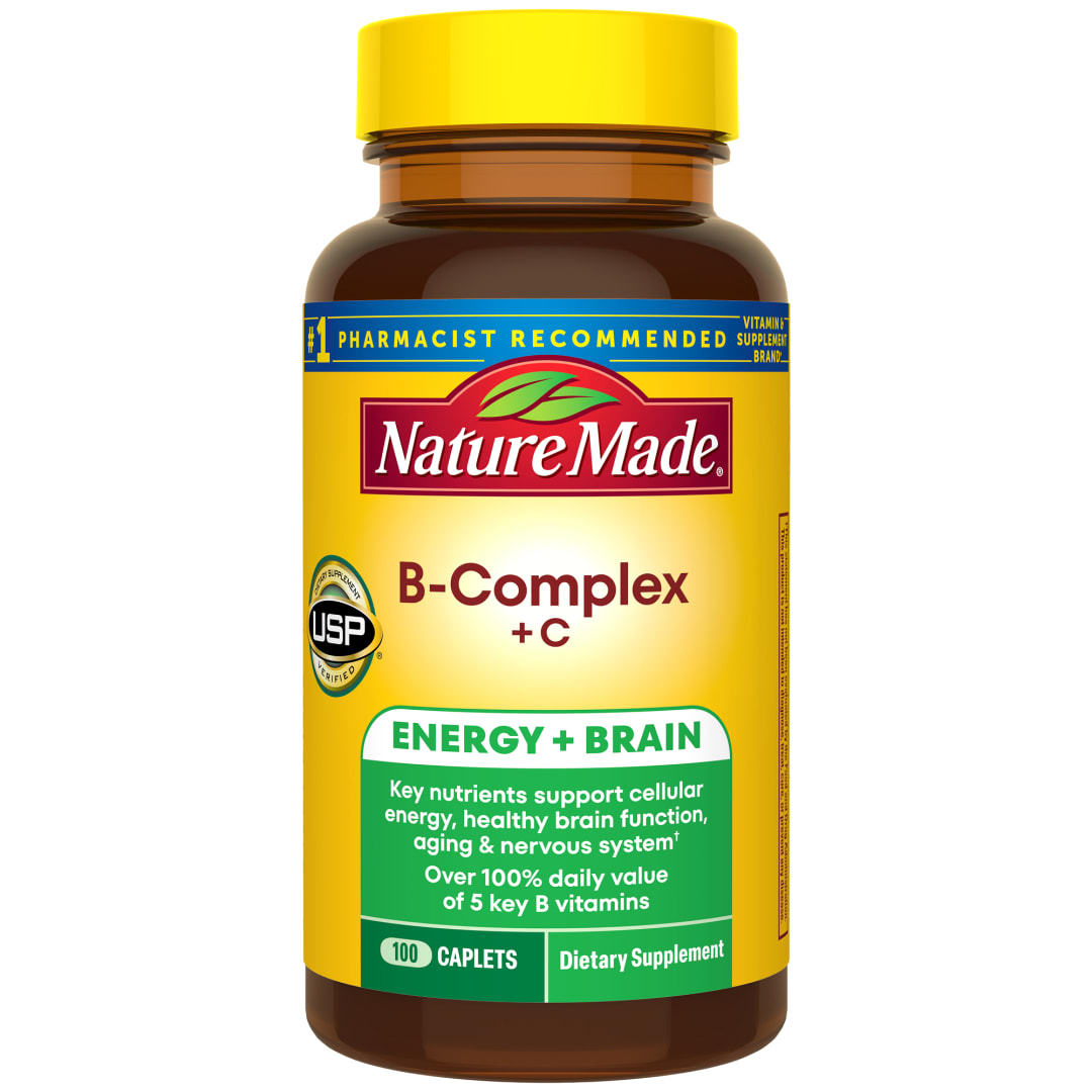 Nature Made B Complex With Vitamin C, Dietary Supplement for Immune System Support, 100 Caplets, 100 Day Supply