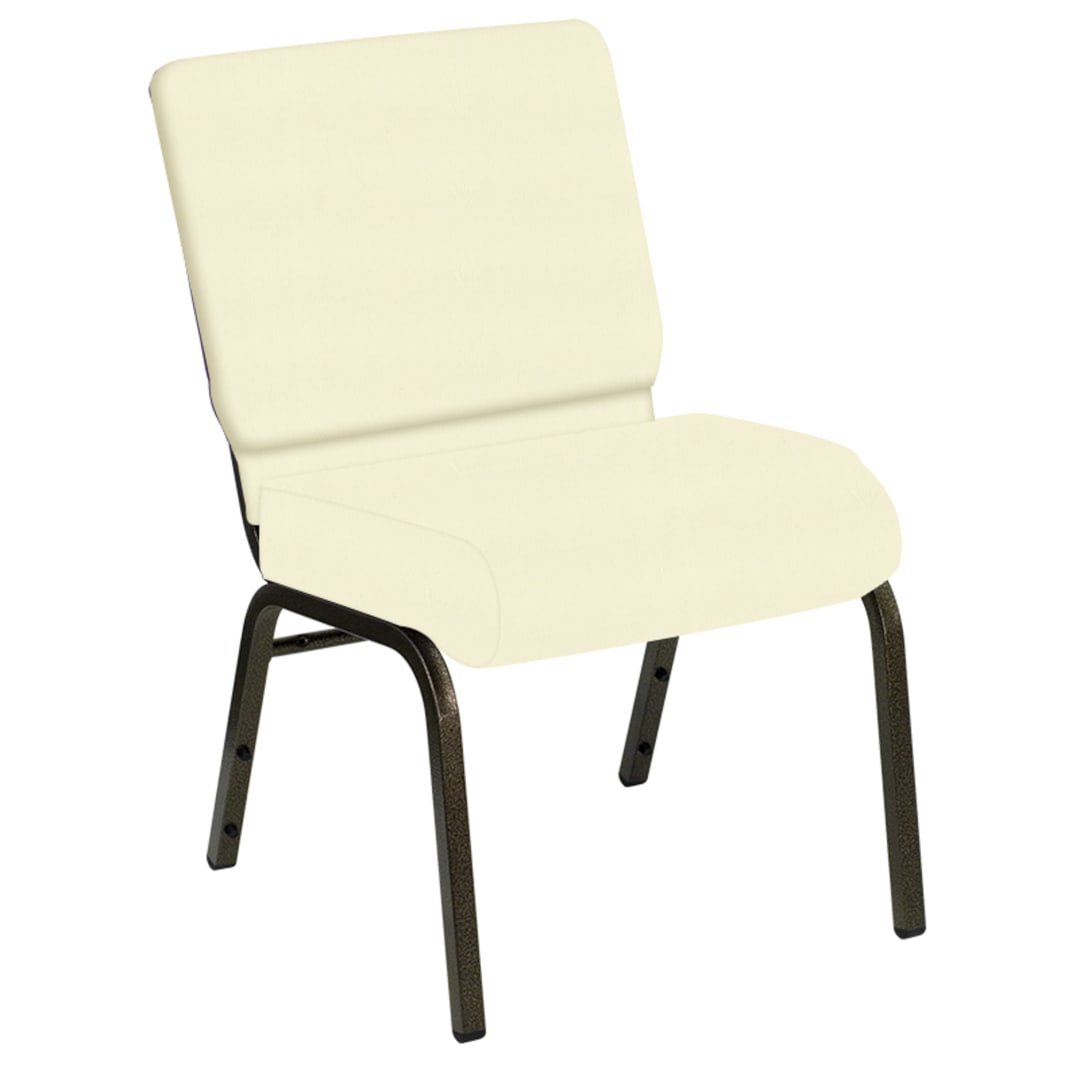 Embroidered HERCULES Series 21''W Church Chair in E-Z Sierra Off White Vinyl - Gold Vein Frame