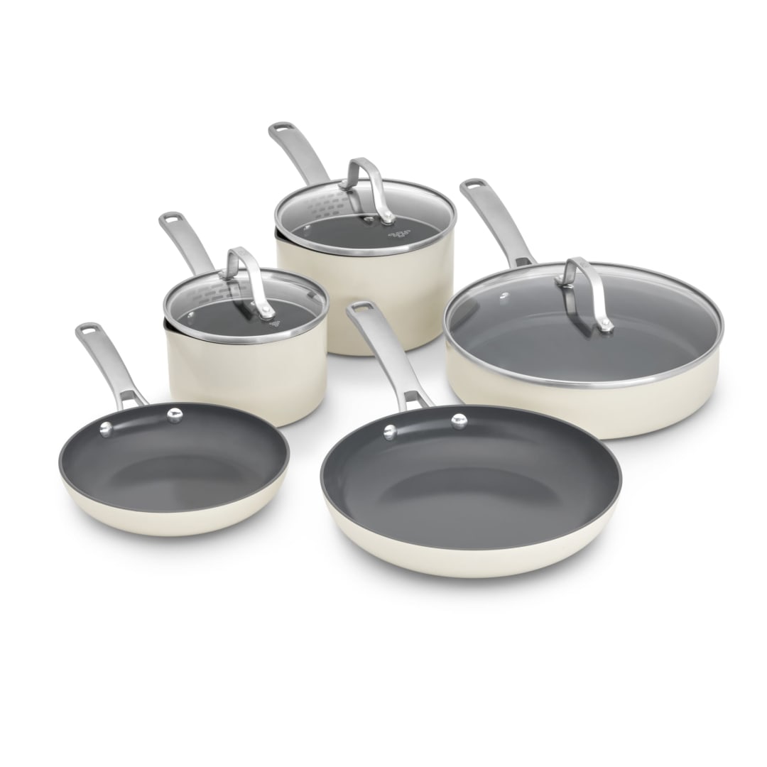 Calphalon Ceramic Nonstick 8 Piece Cookware Set, Easy Cleanup Pots and Pans for Everyday Cooking, PFAS-Free Kitchen Set, Dishwasher Safe, Oven Safe, Flour