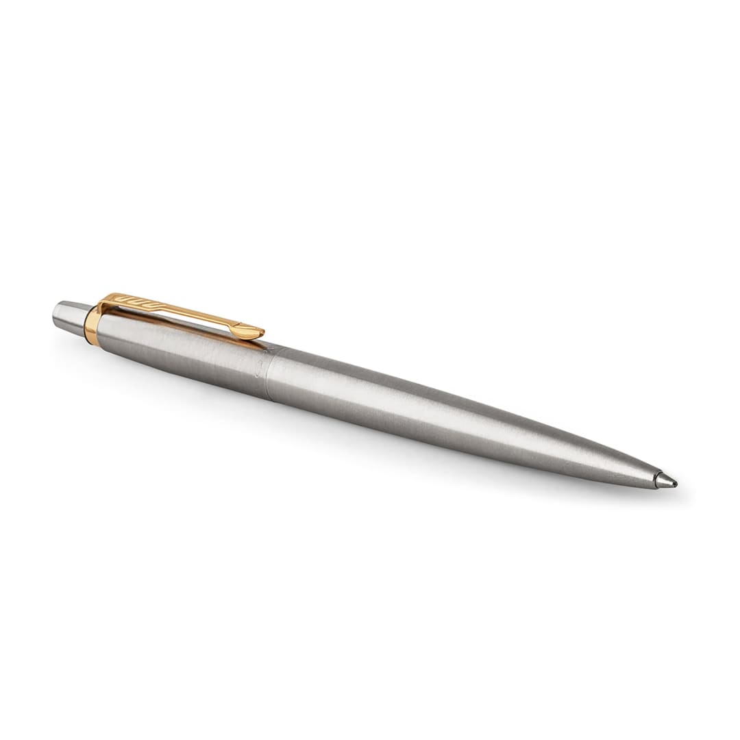 Parker Jotter Gel Pen, Stainless Steel with Gold Trim, Medium Point, Black Ink, Blister Pack