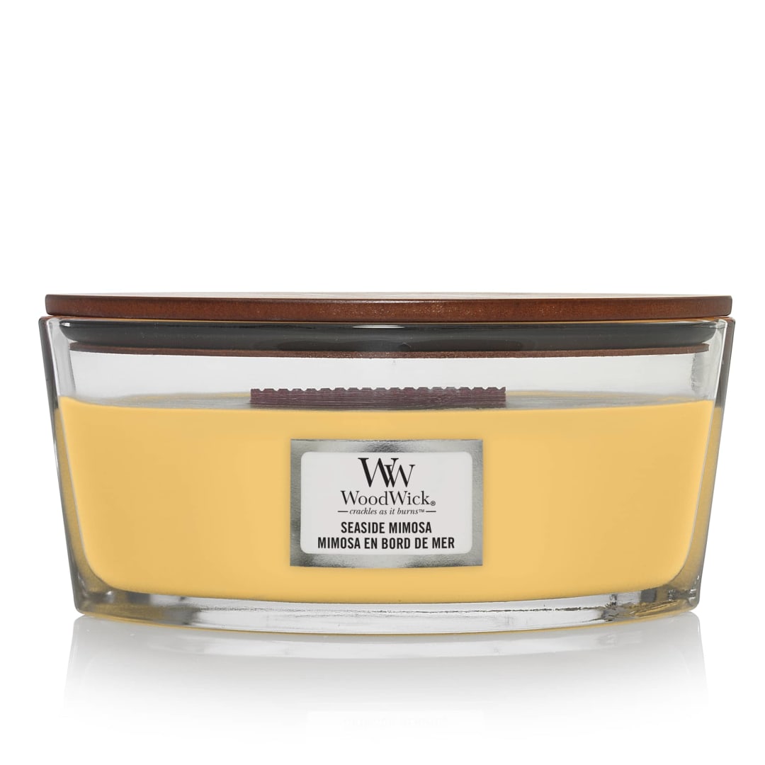 WoodWick® Ellipse Scented Candle | Seaside Mimosa | with Crackling Wick | Burn Time: Up to 50 Hours