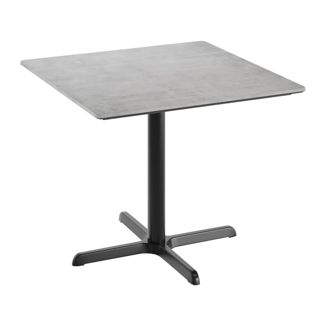 TopGuard 36" Square Tabletop, Seamless Surface Technology, Gray Faux Concrete, 30x30 Black Table Height X-Base, Moisture, Scratch, Heat, UV Resistant