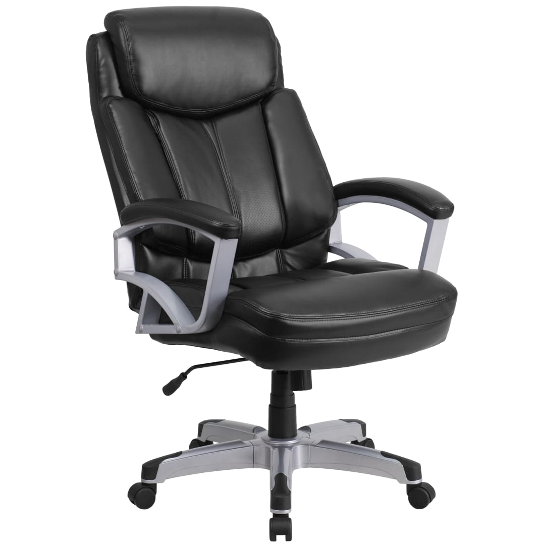 HERCULES Series Big &amp; Tall 500 lb. Rated Black LeatherSoft Executive Swivel Ergonomic Office Chair with Arms