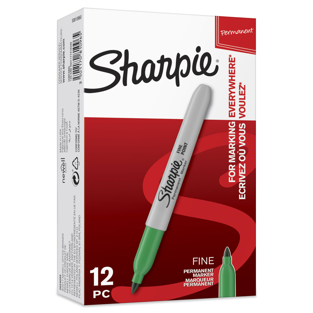Sharpie® Permanent Markers | Fine Point | Green | 12 Count