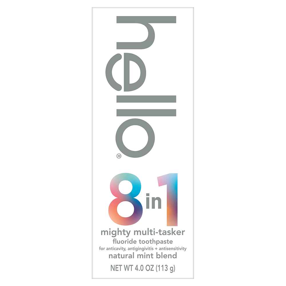 hello 8 in 1 Mighty Multi-Tasker Fluoride Toothpaste, Natural Mint Blend, 4.0 Oz Tube