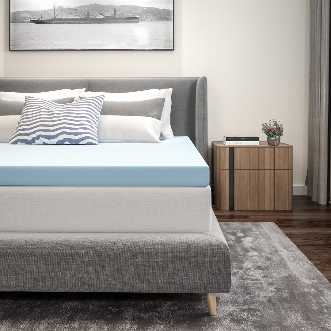 Capri Comfortable Sleep 3 inch Cooling Gel Mattress Topper with CertiPUR-US Certified Memory Foam - Full