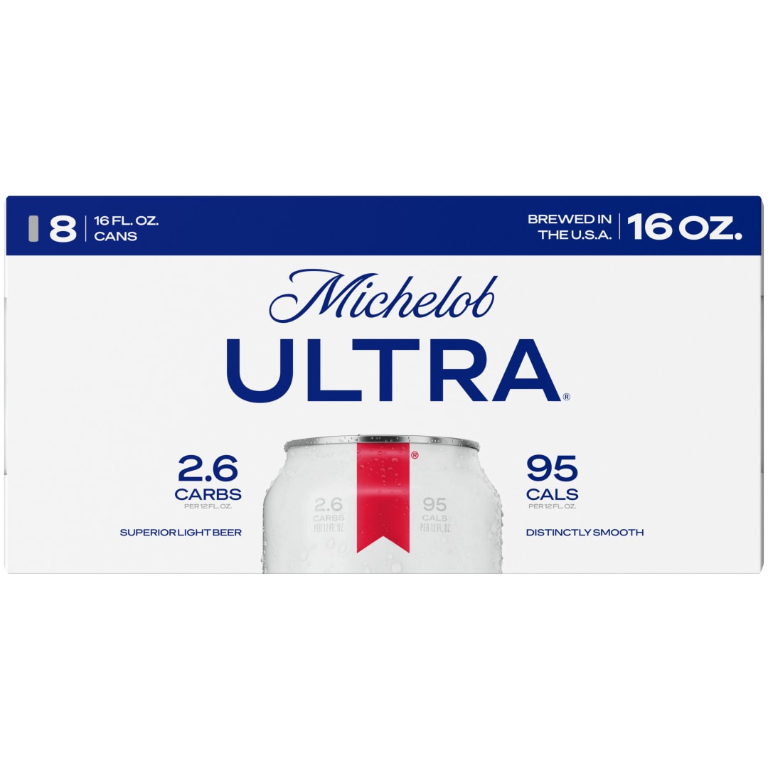 Michelob ULTRA Superior Light American Lager Beer 8 Pack, 16 fl oz Cans