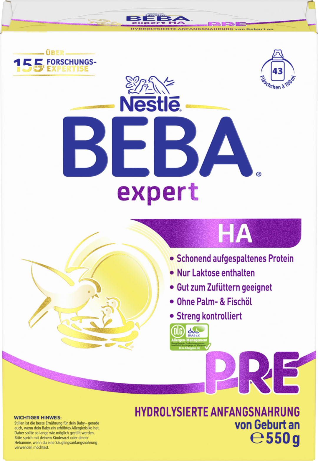 BEBA Expert HA PRE Säuglingsanfangsnahrung von Geburt an 550g