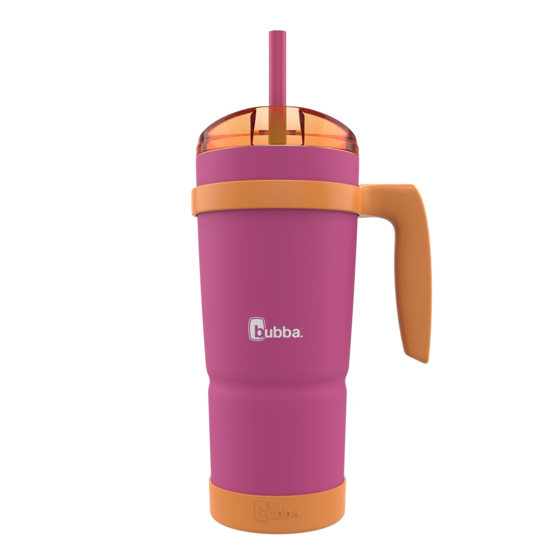 bubba® Envy S Insulated Stainless Steel Tumbler with Handle, Bumper and Straw, 32oz., Rubberized, Dragonfruit Mango