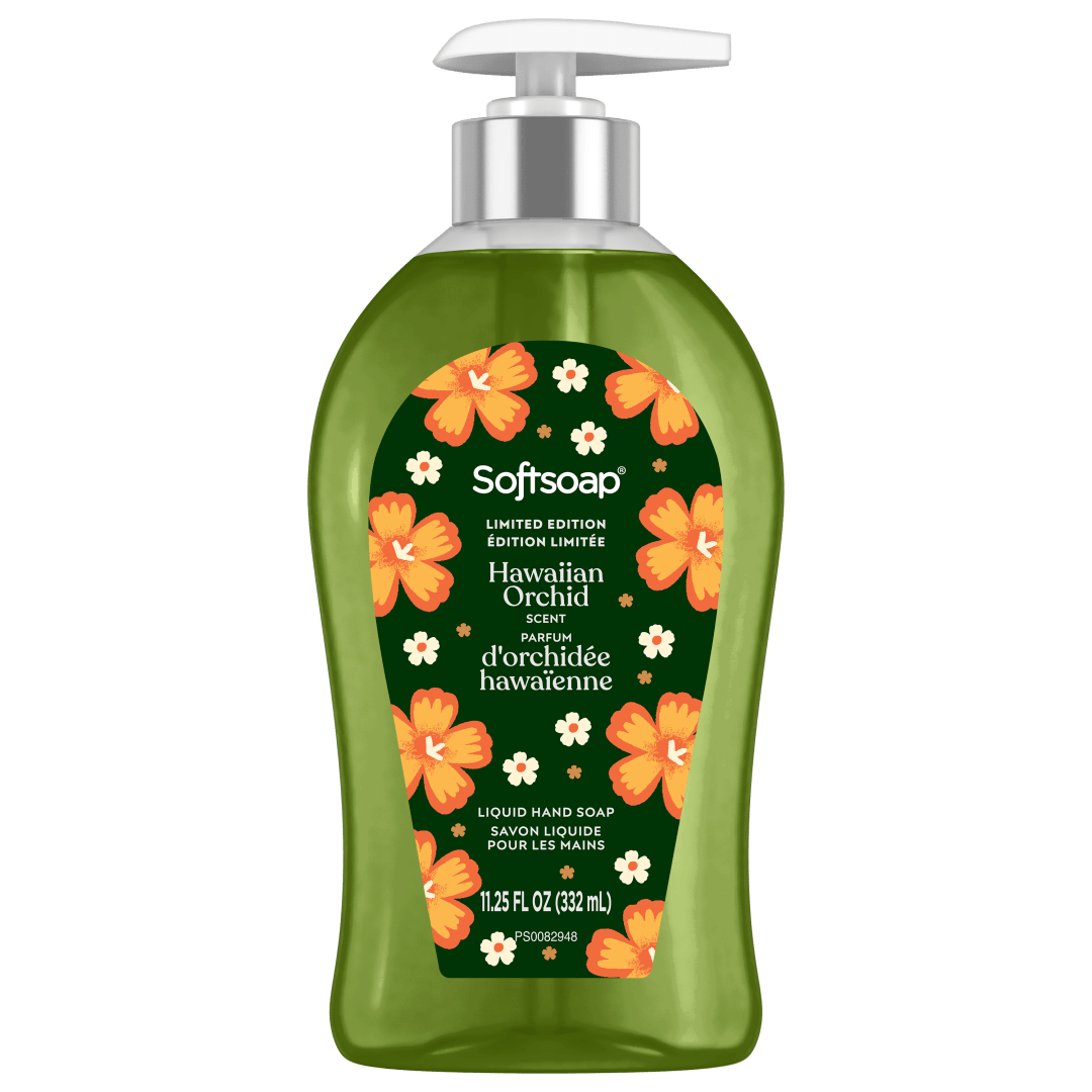 Savon liquide pour les mains Softsoap en édition limitée, Savon pour les mains cuisine et salle de bains, Parfum orchidée hawaïenne, flacon à pompe de 332 ml