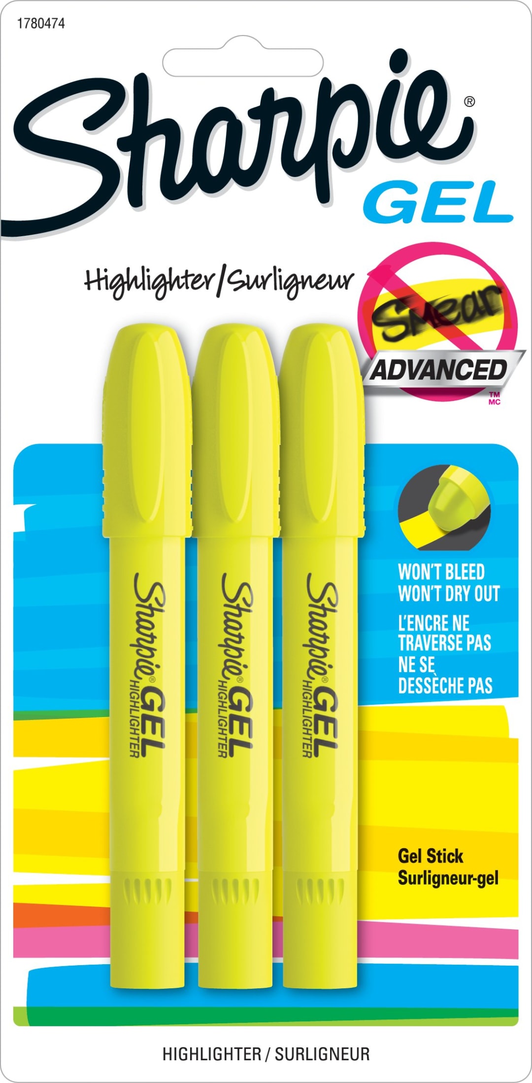 SHARPIE GEL HL FL YELLOW 3CD
