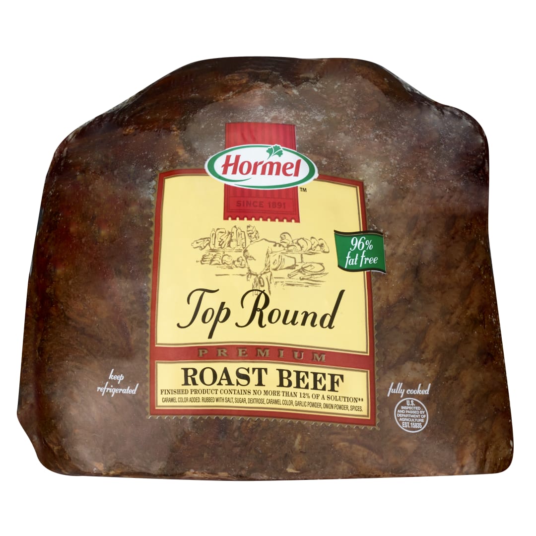 HORMEL Medium Cook Top Round Cap-Off 12% Deli Faced Roast Beef