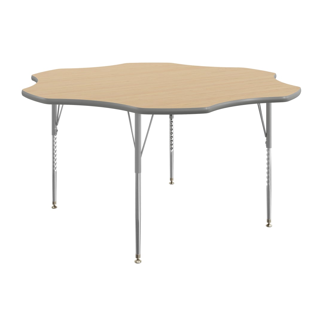Wren 60" Flower Adjustable Height Activity Table, Thermal Laminate Top, Standard Legs, Light Natural